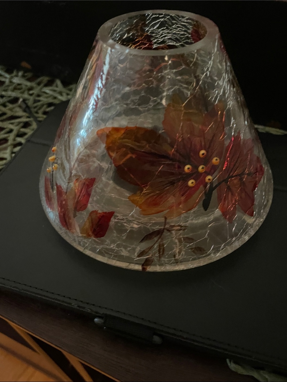 Crackle Glass Candle Shade/ Topper